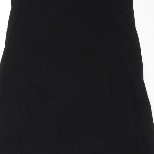 Basic Apparel Womens Black Viscose Slip Dress Size S Round Neck Pullover