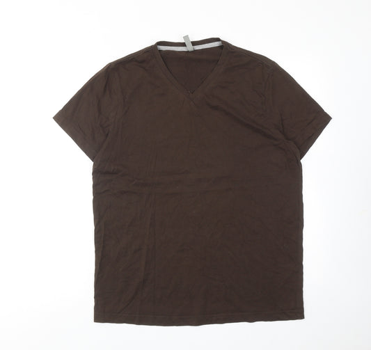 Kariban Womens Brown Cotton Basic T-Shirt Size L V-Neck