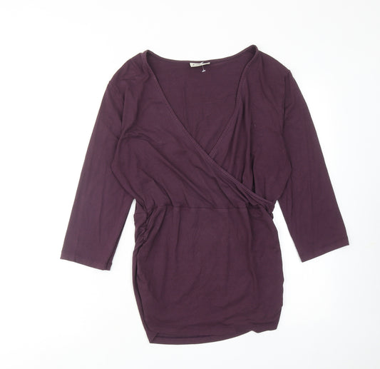 Kettlewell Womens Purple Viscose Basic Blouse Size L V-Neck