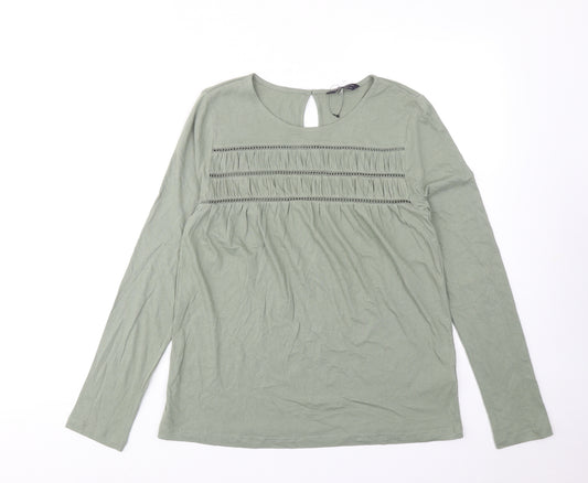Marks and Spencer Womens Green Cotton Basic T-Shirt Size 6 Round Neck
