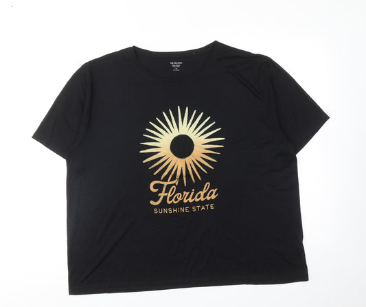 Marks and Spencer Womens Black Polyester Basic T-Shirt Size 18 Round Neck - Florida Sunshine State