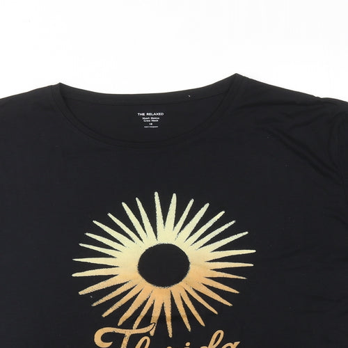 Marks and Spencer Womens Black Polyester Basic T-Shirt Size 18 Round Neck - Florida Sunshine State