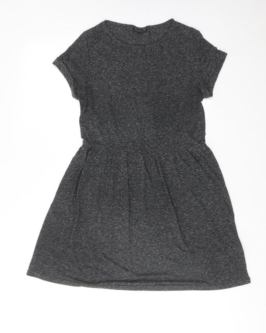 Topshop Womens Grey Polyester T-Shirt Dress Size 12 Round Neck Pullover