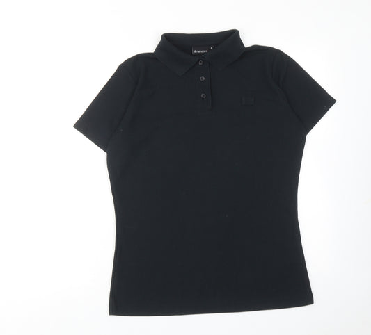 Dimensions Womens Black Cotton Basic Polo Size M Collared