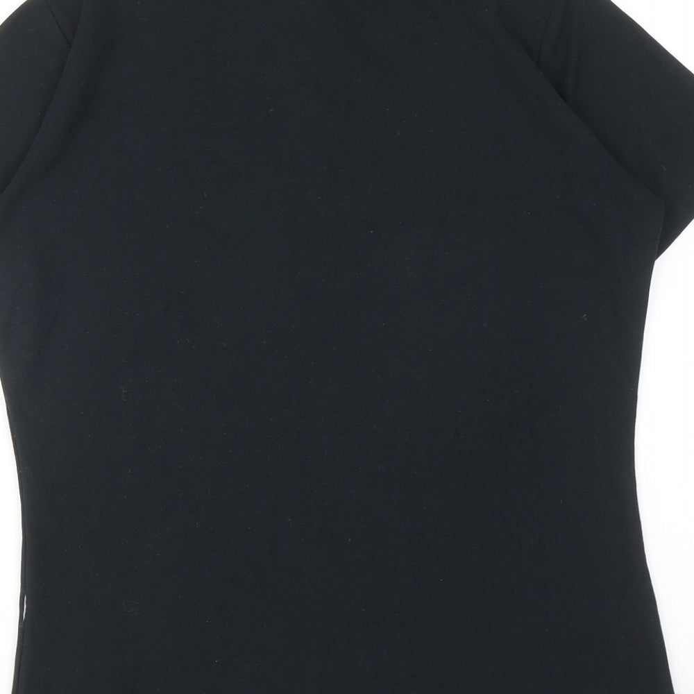 Dimensions Womens Black Cotton Basic Polo Size M Collared