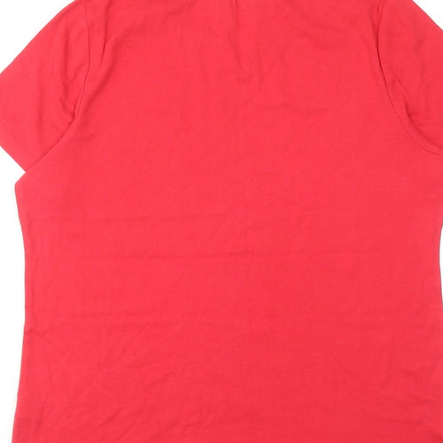 Bonmarché Womens Red Cotton Basic T-Shirt Size L V-Neck