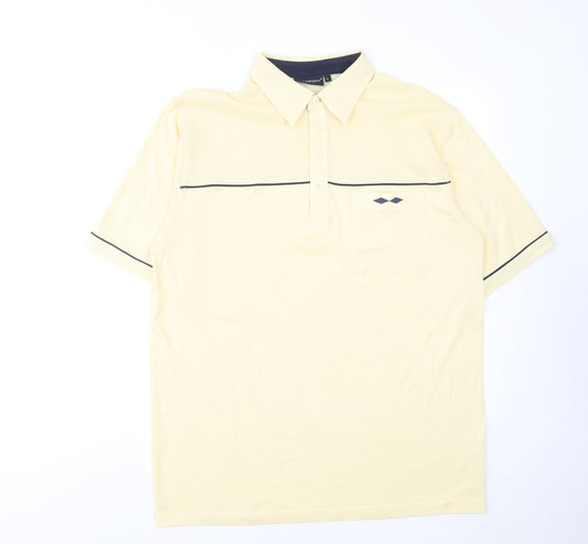 Tom Hagan Mens Yellow Polyester Polo Size L Collared Button
