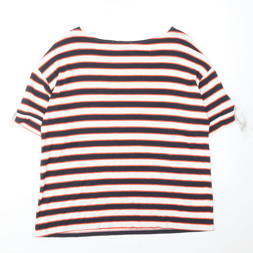 Marks and Spencer Womens Multicoloured Striped Viscose Basic T-Shirt Size 14 Round Neck
