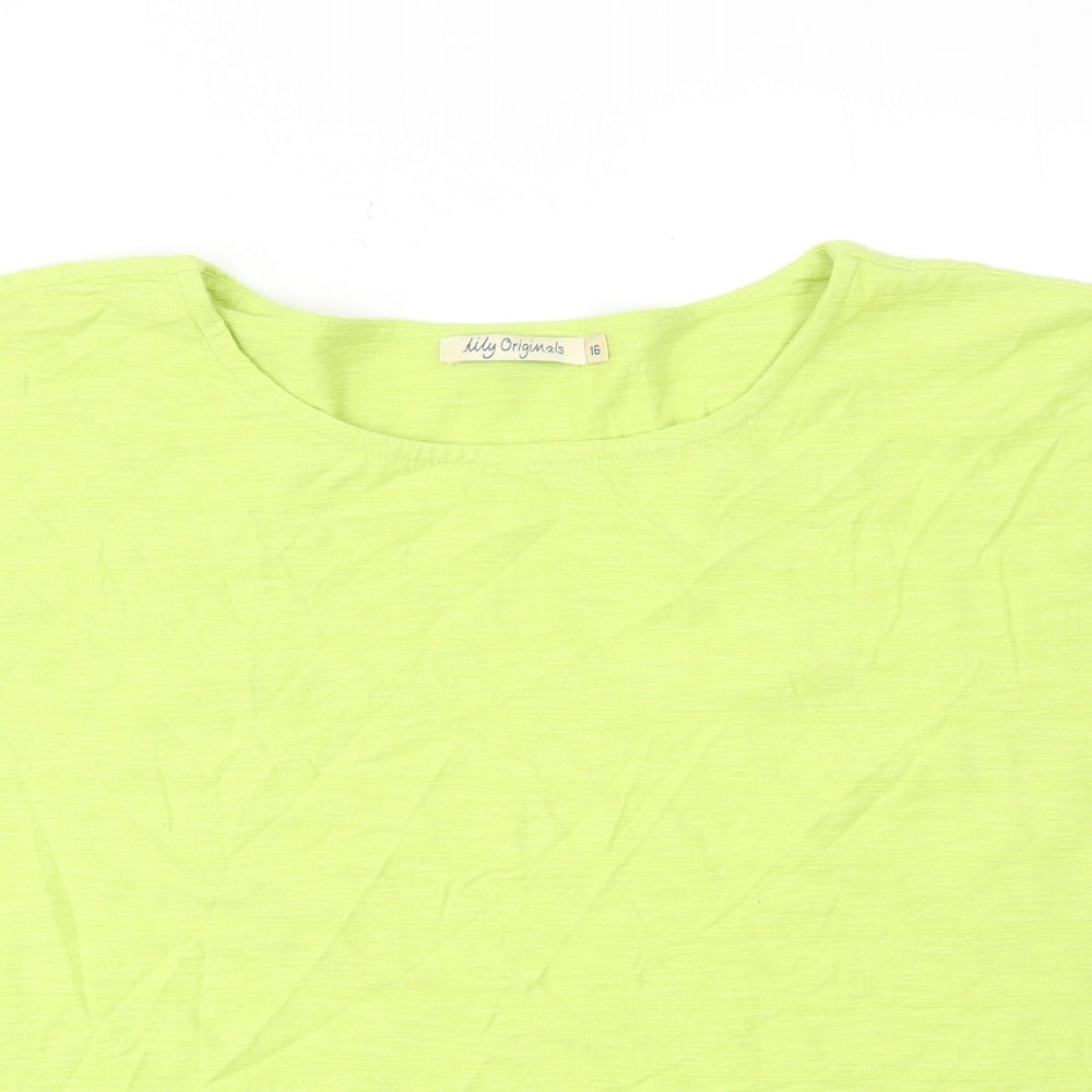 Lily Originals Womens Green Cotton Basic T-Shirt Size 16 Round Neck