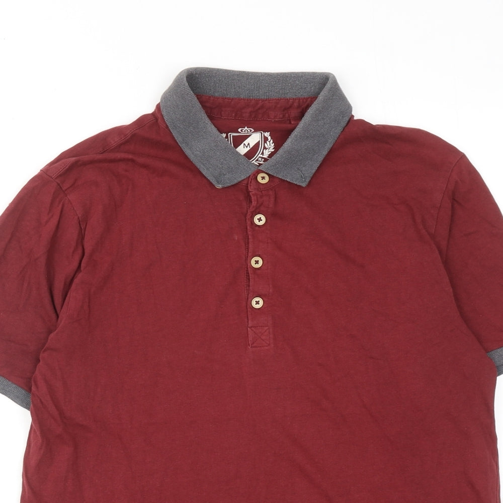 NEXT Mens Red Cotton Polo Size M Collared Button