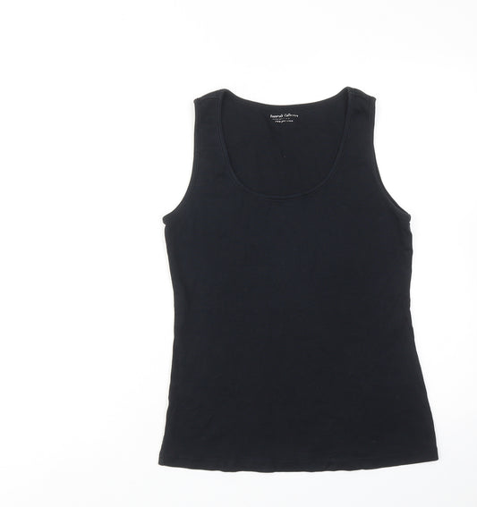 Marks and Spencer Womens Black Cotton Basic Tank Size 14 Scoop Neck