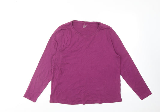 Marks and Spencer Womens Purple Cotton Basic T-Shirt Size 20 Round Neck