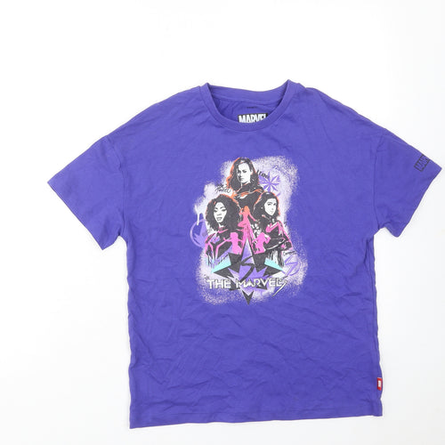 Marvel Girls Purple Cotton Basic T-Shirt Size 10-11 Years Round Neck Pullover - The Marvels