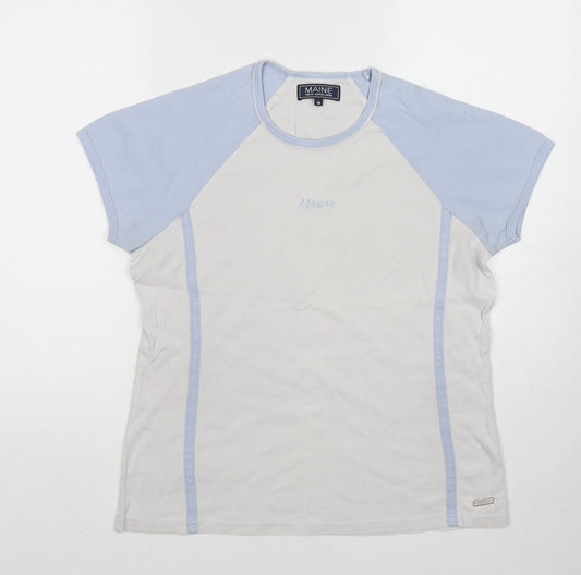 Maine Womens White Cotton Basic T-Shirt Size 16 Round Neck