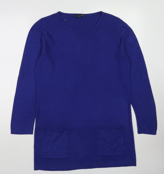 Love Knitwear Womens Blue Round Neck Polyester Pullover Jumper Size 14