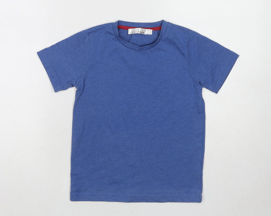 Lost Stock Boys Blue Cotton Basic T-Shirt Size 5-6 Years Round Neck Pullover