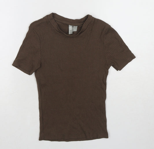ASOS Womens Brown Viscose Basic T-Shirt Size 6 Round Neck