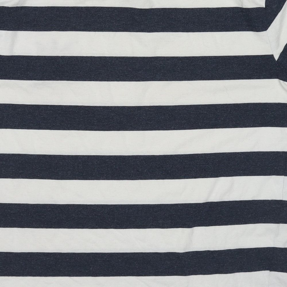 SoulCal&Co Mens Blue Striped Cotton T-Shirt Size M Round Neck