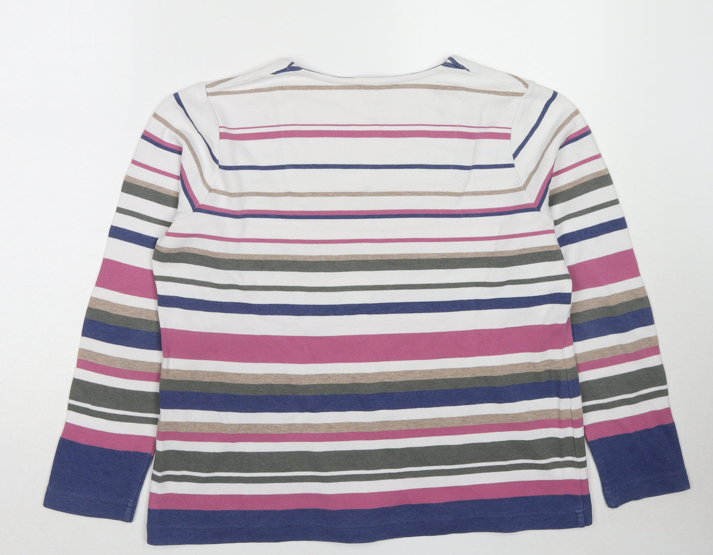 DASH Womens Multicoloured Striped Cotton Basic T-Shirt Size 16 Square Neck
