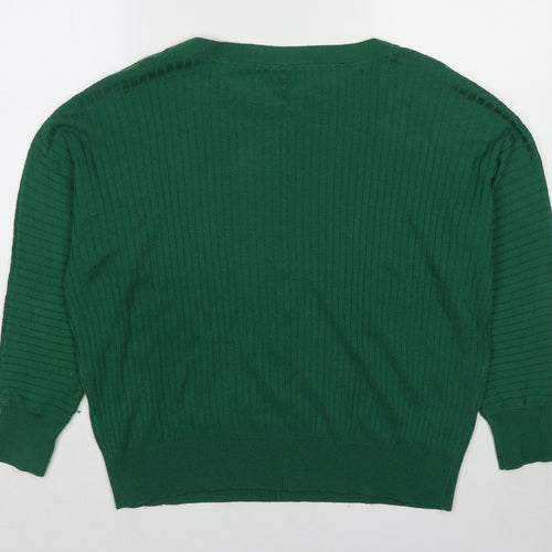 Editor's Cut Womens Green Round Neck Polyester Pullover Jumper Size 14