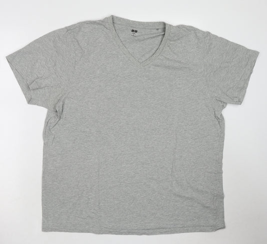 Uniqlo Womens Grey Cotton Basic T-Shirt Size XL V-Neck