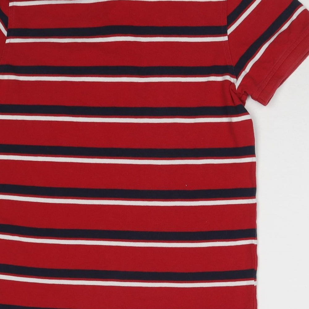 Tommy Hilfiger Womens Red Striped Cotton Basic Polo Size S Collared - Logo
