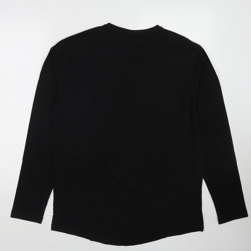 Pangaea Mens Black Cotton T-Shirt Size L Round Neck