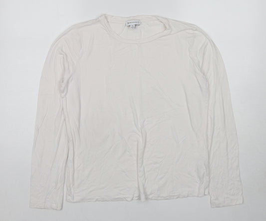 Warehouse Womens White Viscose Basic T-Shirt Size 14 Round Neck