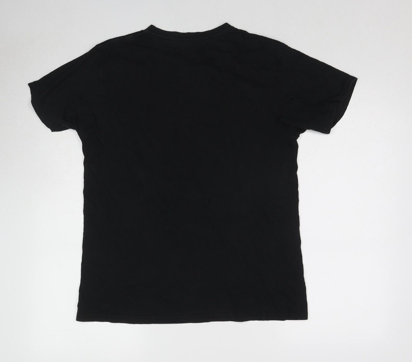 Marks and Spencer Mens Black Cotton T-Shirt Size L Round Neck - Black Sabbath
