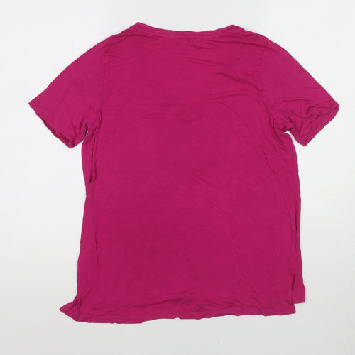 Old Navy Womens Pink Viscose Basic T-Shirt Size S V-Neck