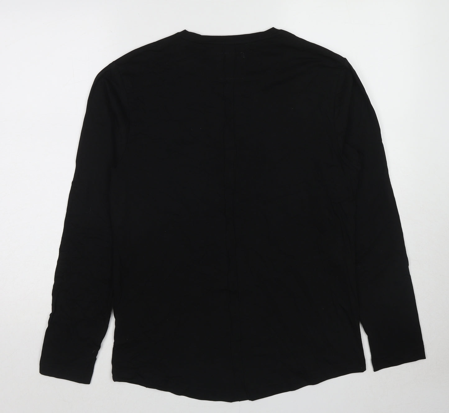 Pangaea Mens Black Cotton T-Shirt Size S Round Neck