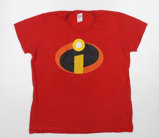 The Incredibles Mens Red Cotton T-Shirt Size XL Round Neck