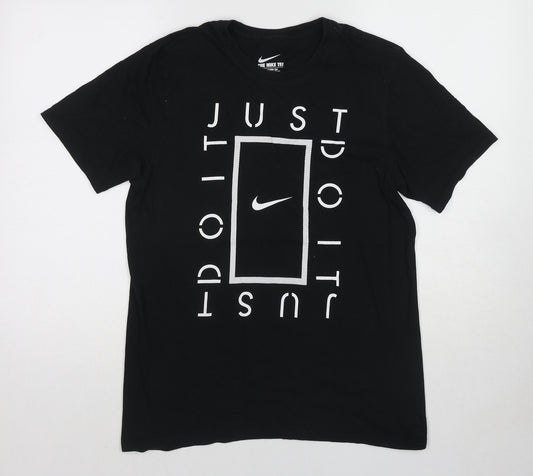 Nike Mens Black Cotton T-Shirt Size M Round Neck - Just Do It