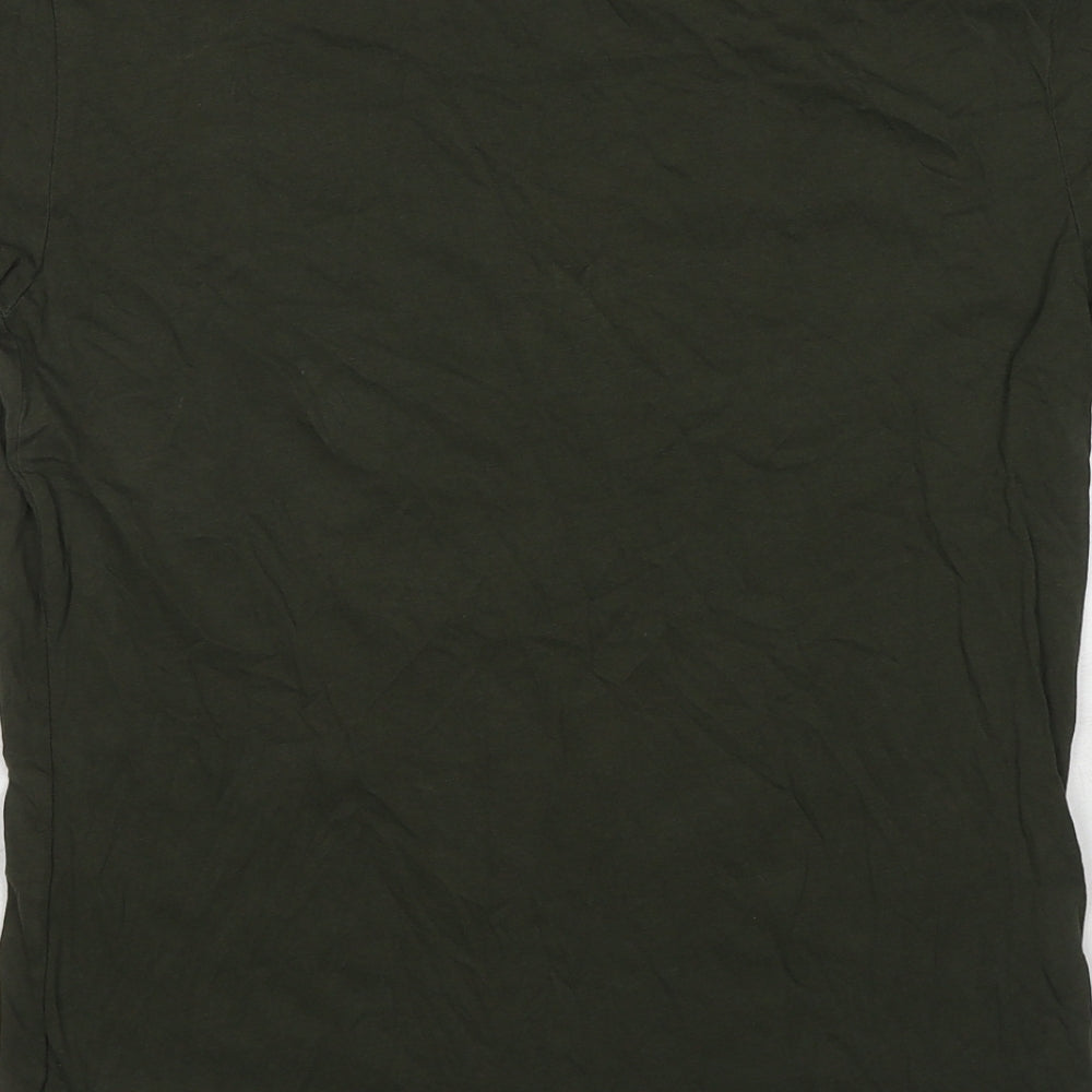 Divided by H&M Mens Green Cotton T-Shirt Size S Round Neck