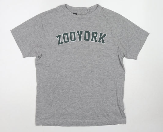 Zoo York Mens Grey Cotton T-Shirt Size M Round Neck