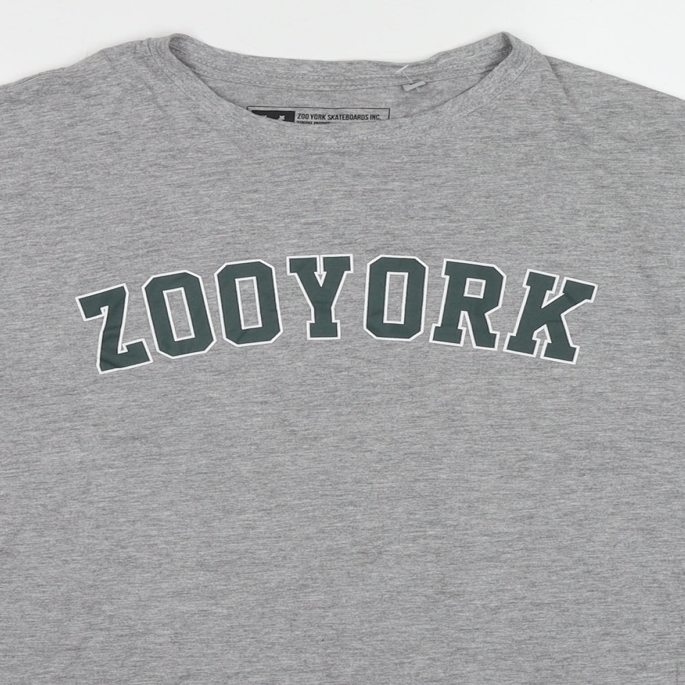 Zoo York Mens Grey Cotton T-Shirt Size M Round Neck