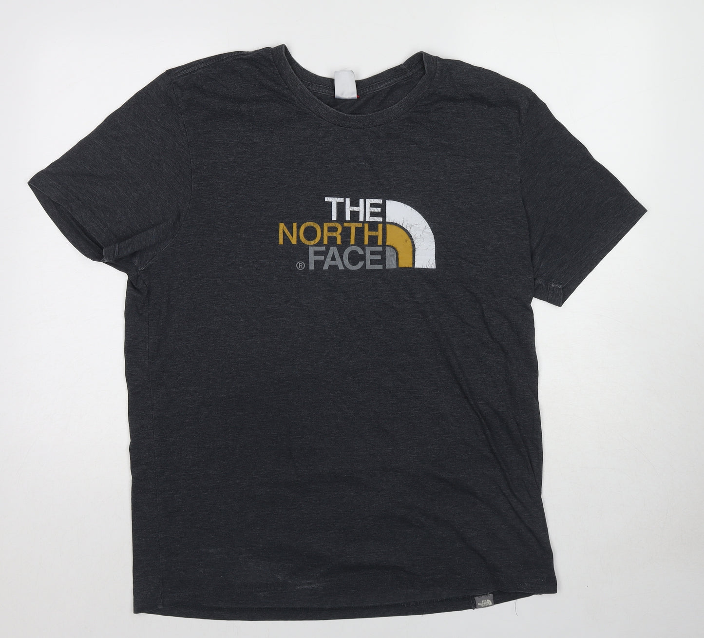 The North Face Mens Grey Cotton T-Shirt Size XL Round Neck