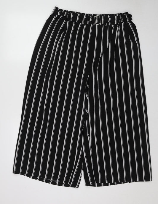 New Look Womens Black Striped Polyester Trousers Size 24 Regular
