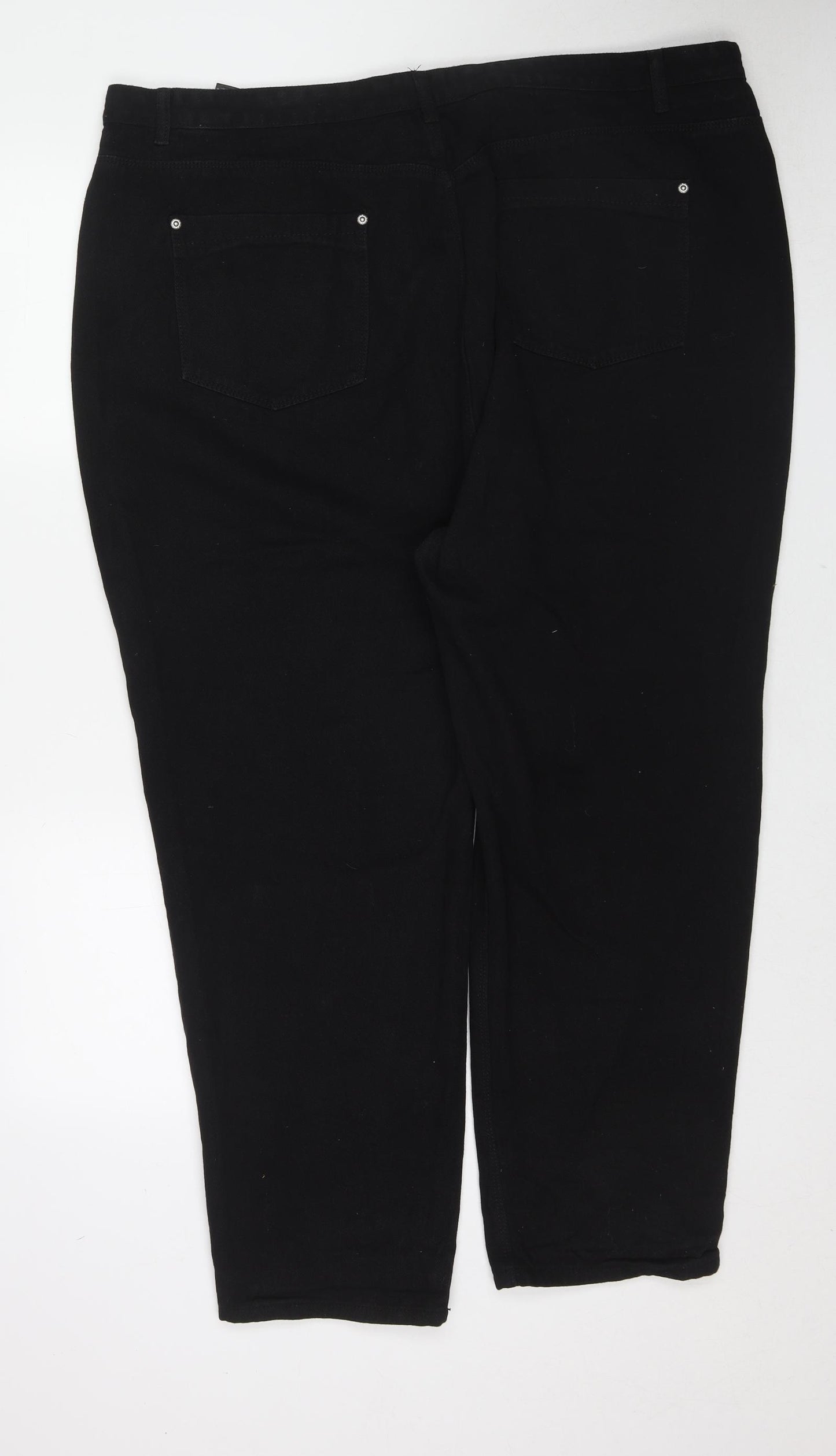 Yours Womens Black Cotton Cropped Jeans Size 24 Regular