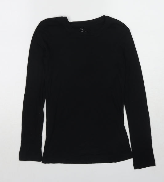 Gap Womens Black Cotton Basic T-Shirt Size XS Round Neck