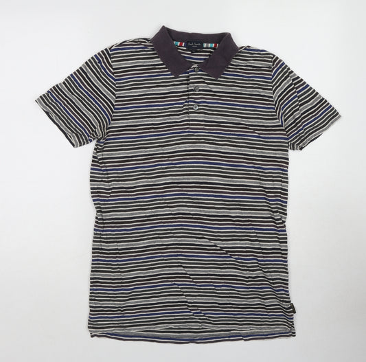 Paul Smith Mens Multicoloured Striped Cotton Polo Size M Collared Pullover
