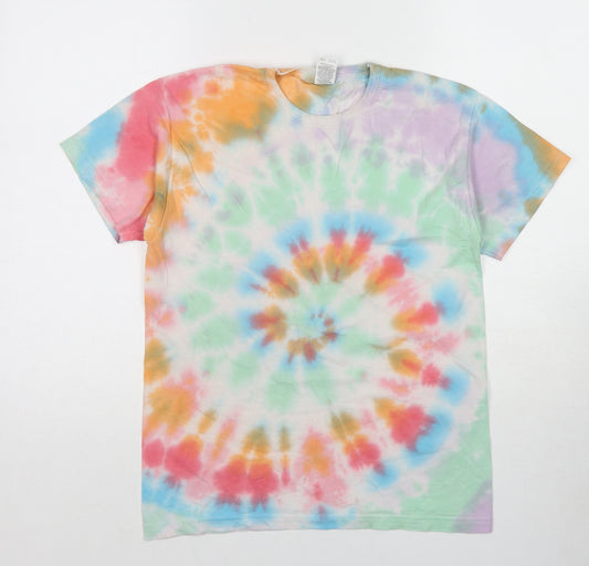 Fruit of the Loom Boys Multicoloured Cotton Basic T-Shirt Size 12-13 Years Round Neck Pullover - Tie Dye Effect