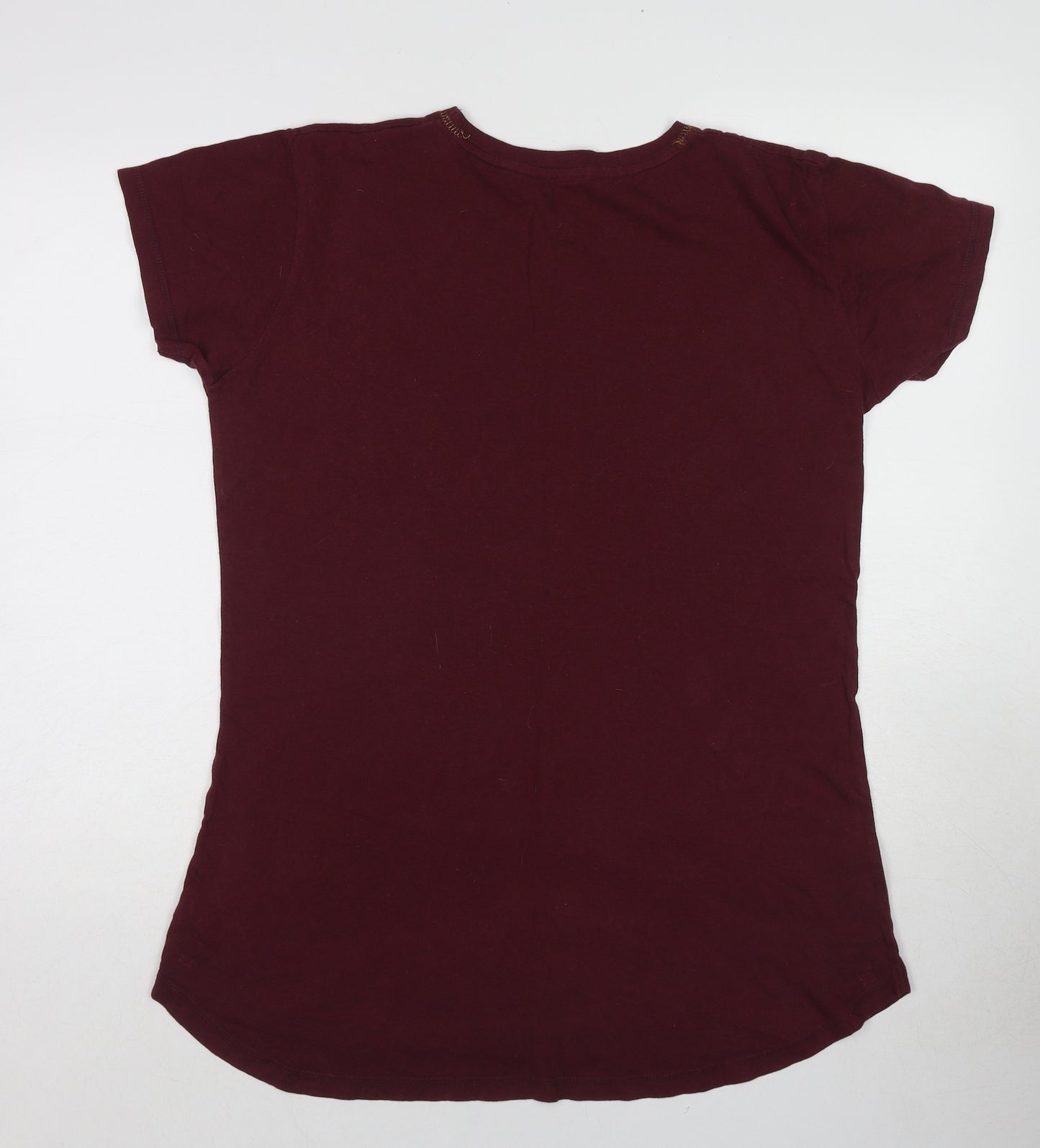 Disney Womens Red Cotton Basic T-Shirt Size 10 Round Neck - Size 10-12 Hogwarts School