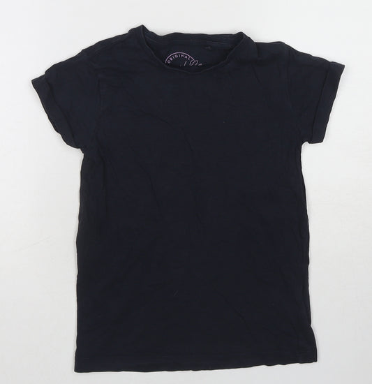 NEXT Girls Blue Cotton Basic T-Shirt Size 7-8 Years Round Neck Pullover