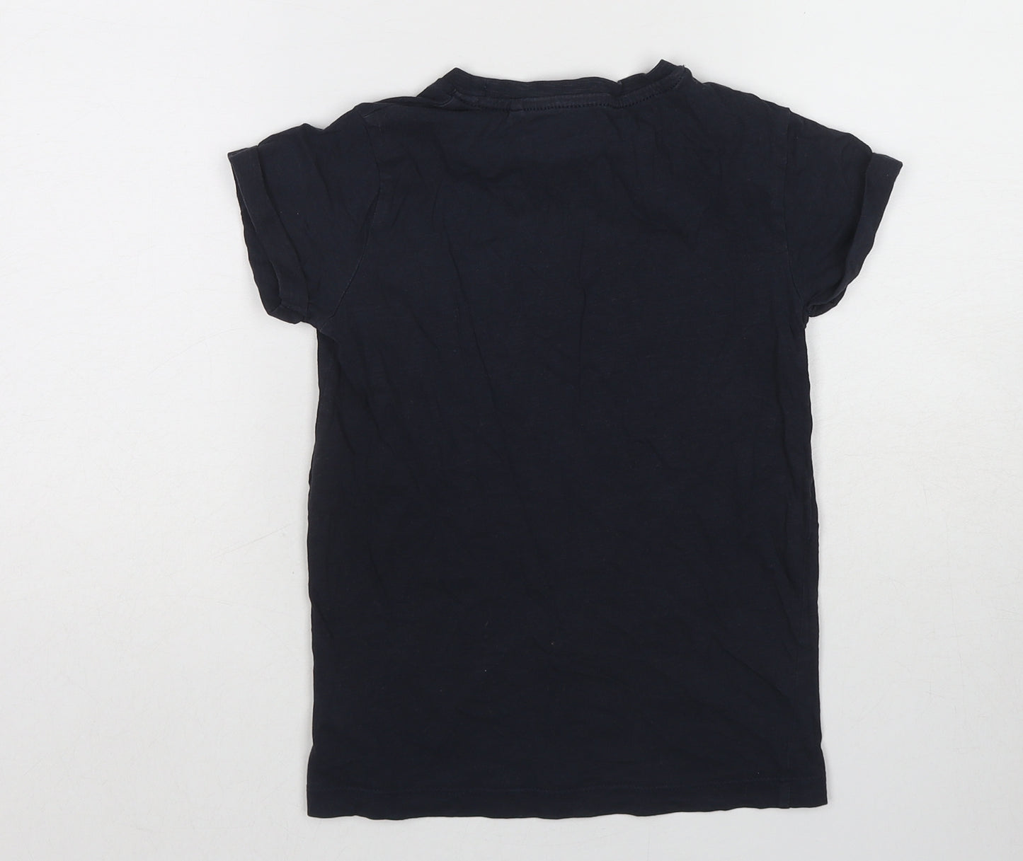 NEXT Girls Blue Cotton Basic T-Shirt Size 7-8 Years Round Neck Pullover