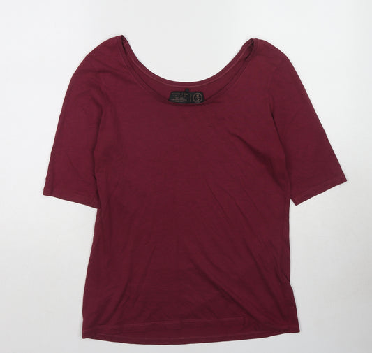 Fat Face Womens Purple Cotton Basic T-Shirt Size 12 Round Neck