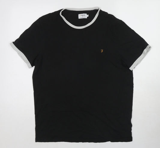 Farah Mens Black Cotton T-Shirt Size XL Round Neck
