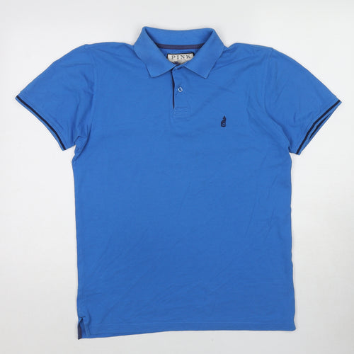 PINK Mens Blue Cotton Polo Size S Collared Pullover