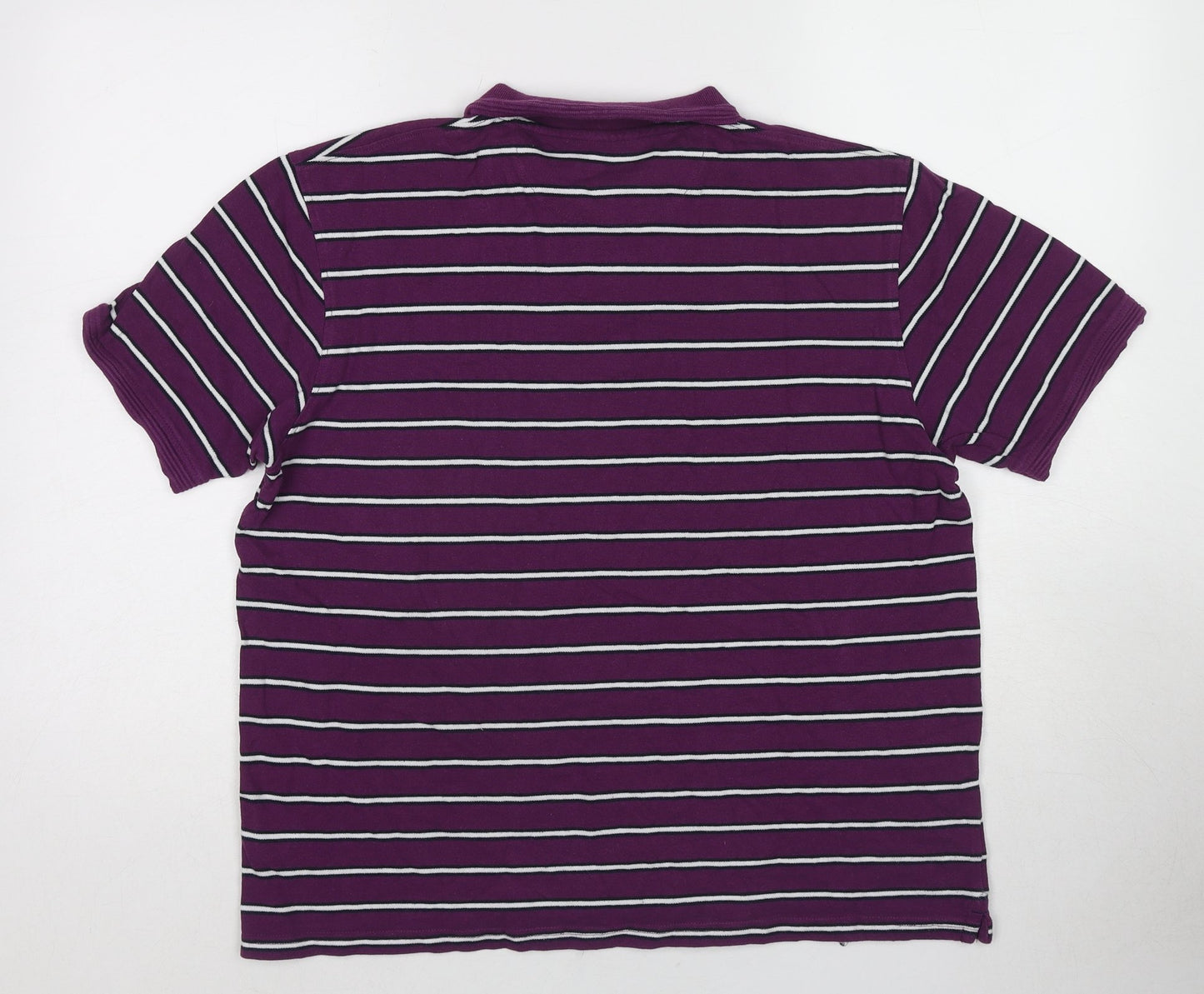 EWM Mens Purple Striped Cotton Polo Size L Collared Pullover