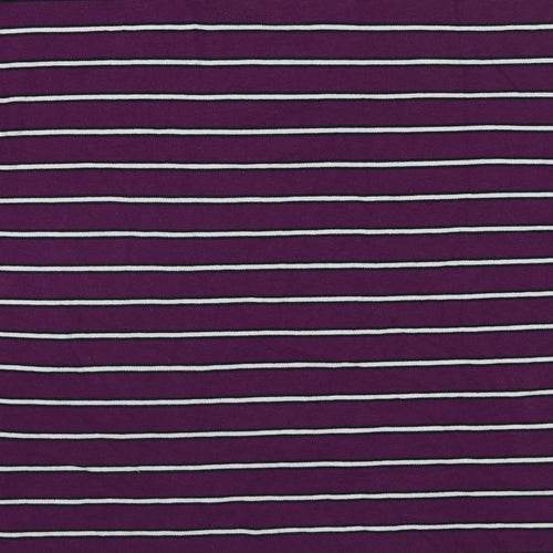 EWM Mens Purple Striped Cotton Polo Size L Collared Pullover
